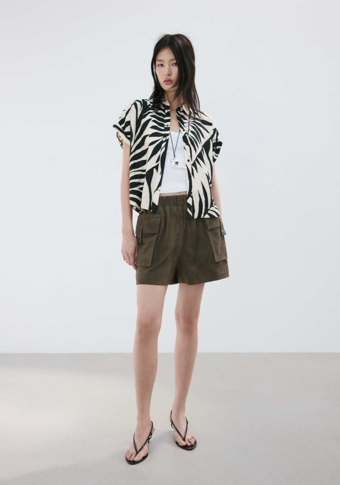 Flowy Printed Shirt - Black And White
