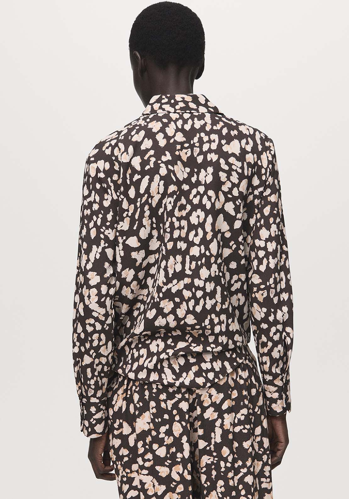 Straight Cut Animal Print Blouse - Brown