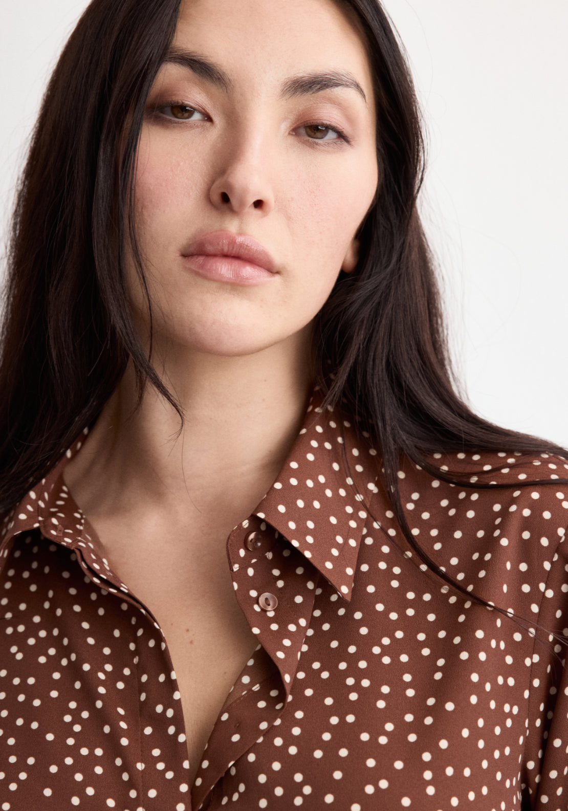 Printed Straight Shirt - Brown