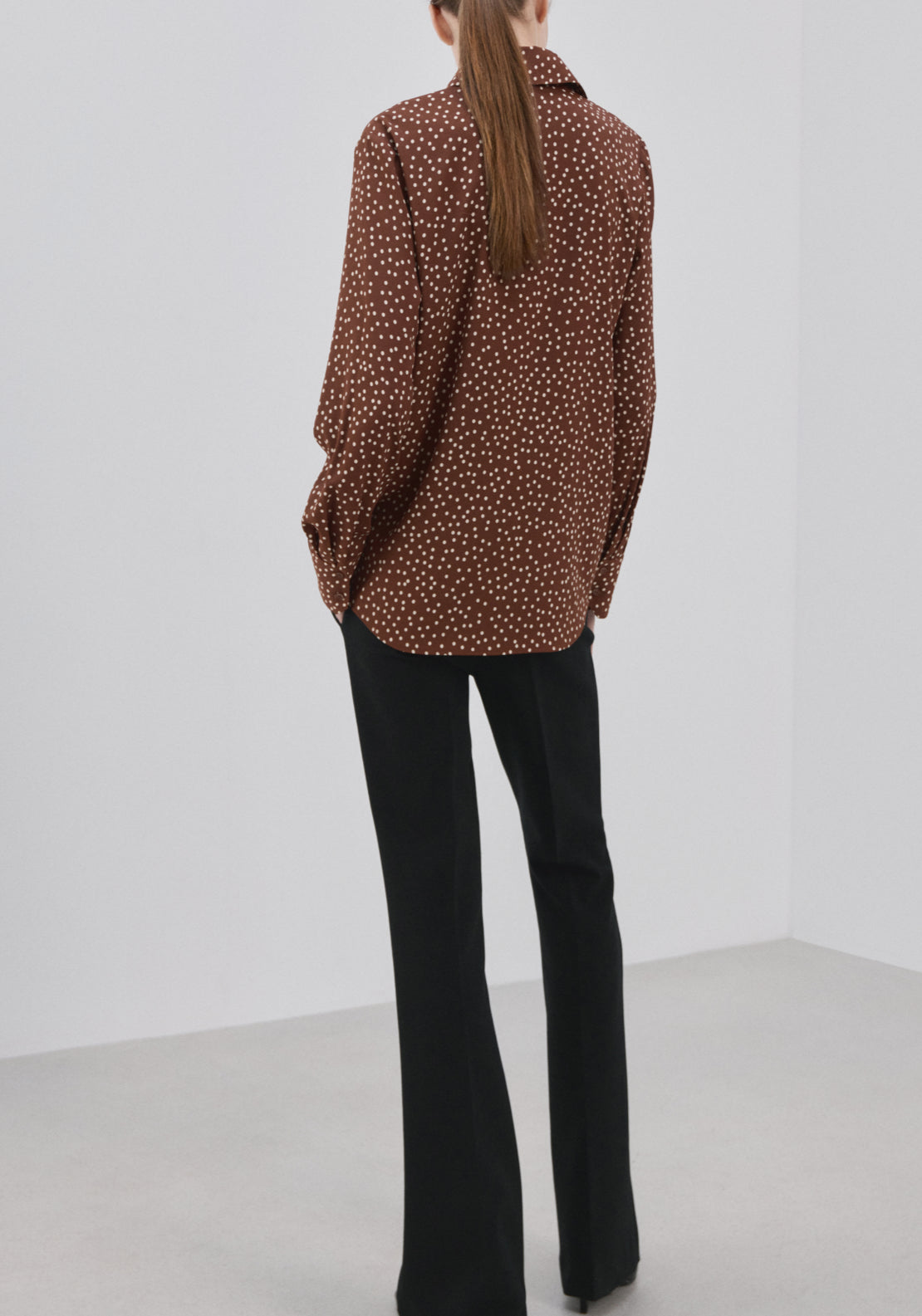 Printed Straight Shirt - Brown