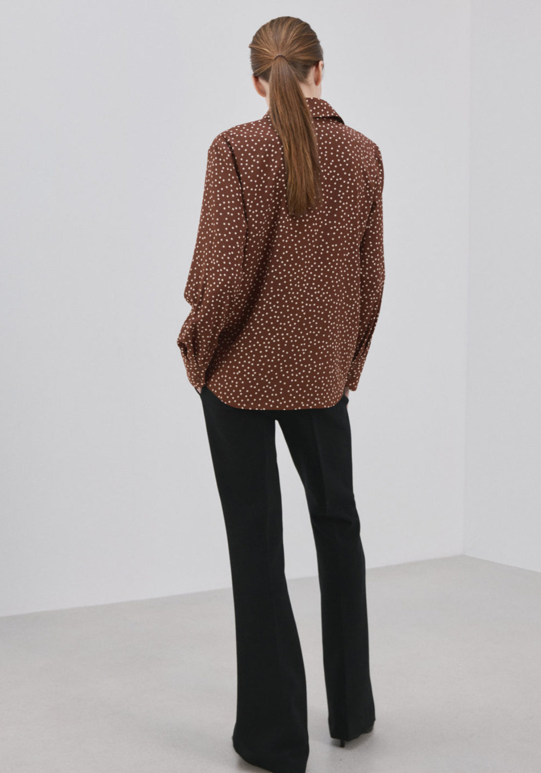 Printed Straight Shirt - Brown