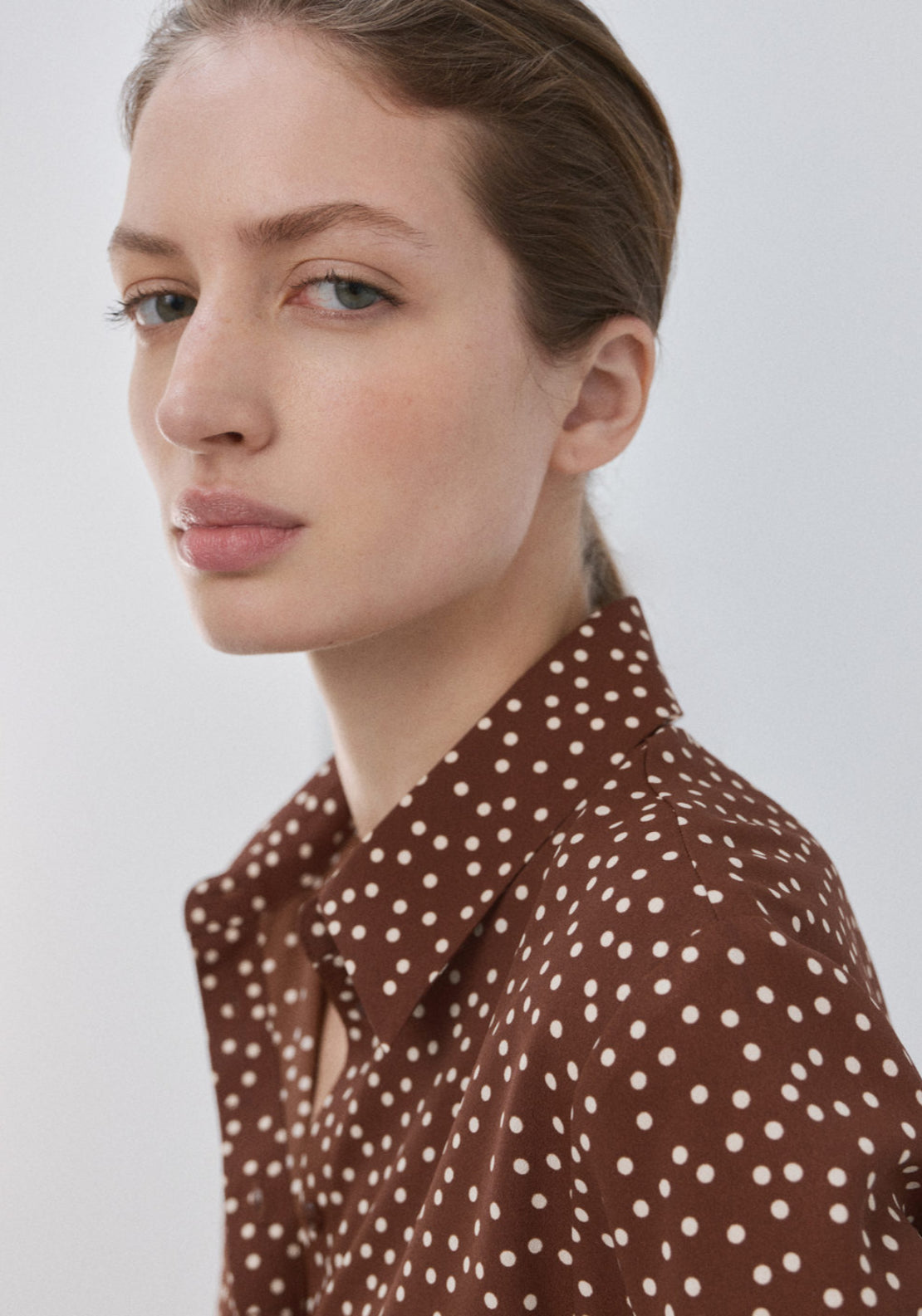 Printed Straight Shirt - Brown