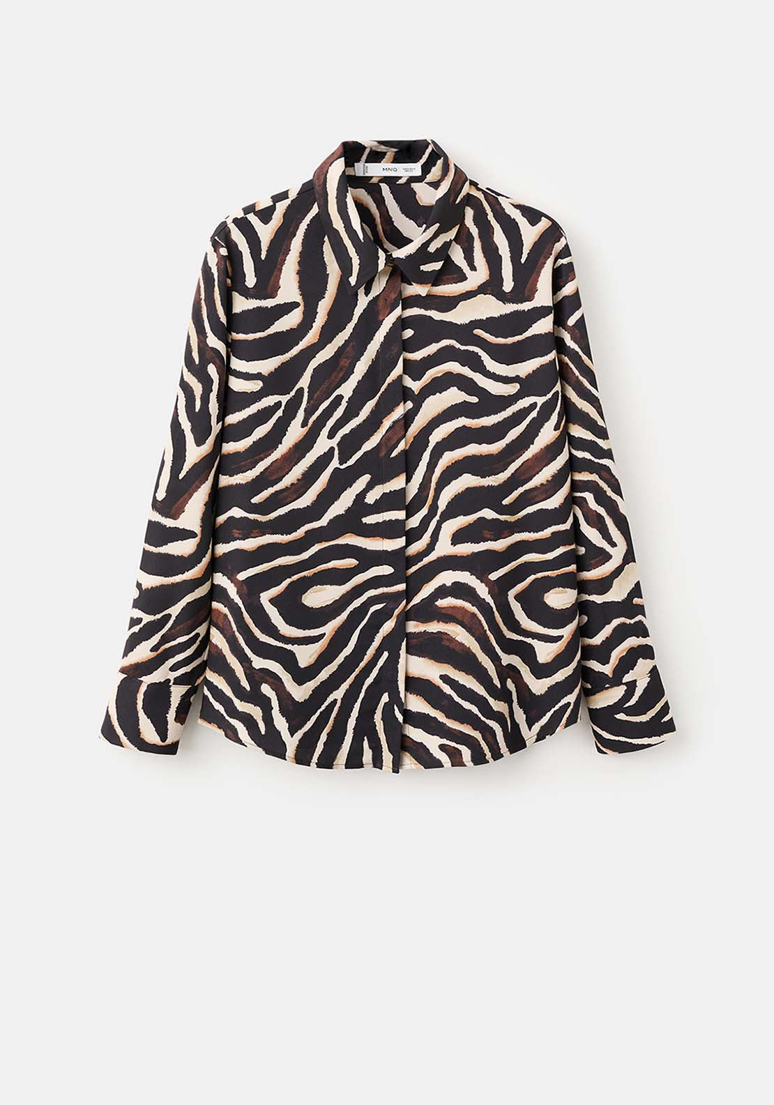 Straight Cut Animal Print Blouse - Black