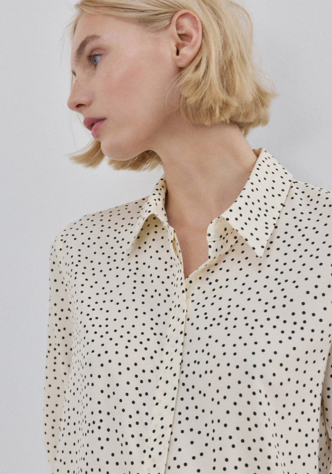 Straight Cut Animal Print Blouse - Cream