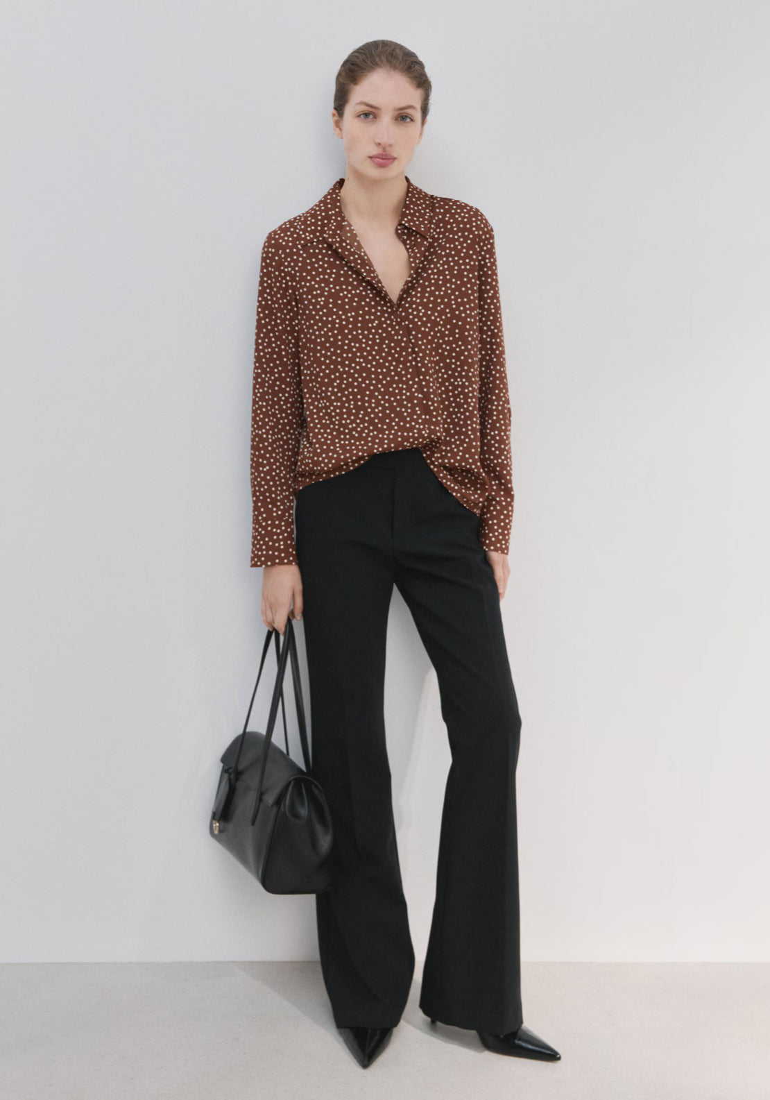 Mango Animal Print Straight Cut Blouse - Brown 3 Shaws Department Stores