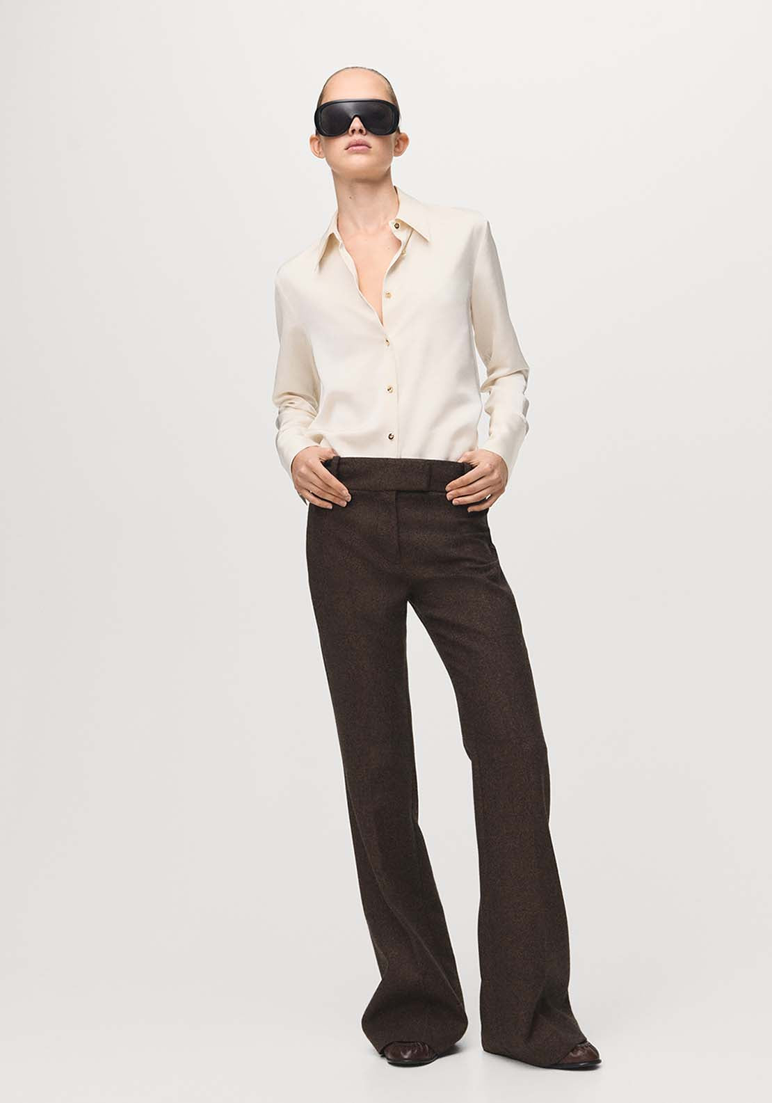 Satin Finish Flowy Shirt - Cream