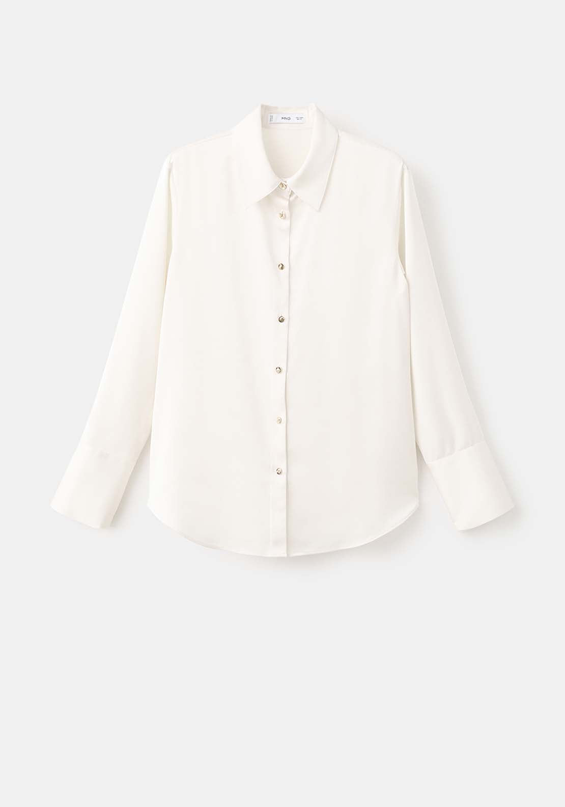 Satin Finish Flowy Shirt - Cream