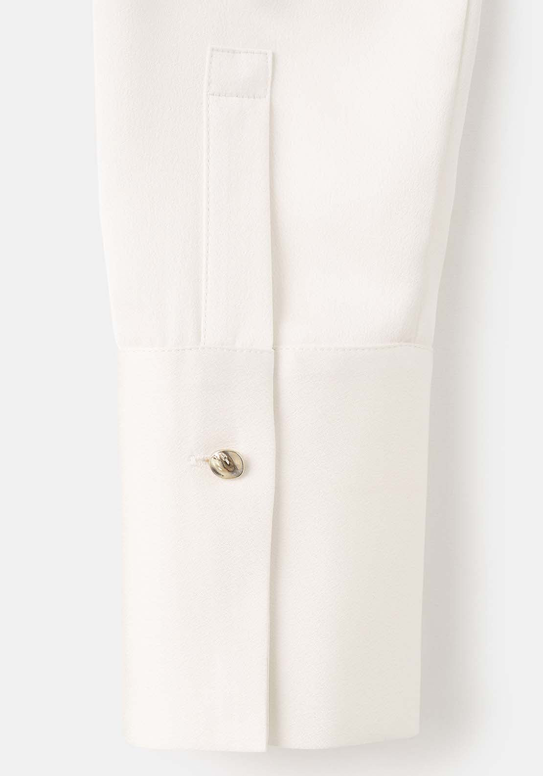 Satin Finish Flowy Shirt - Cream