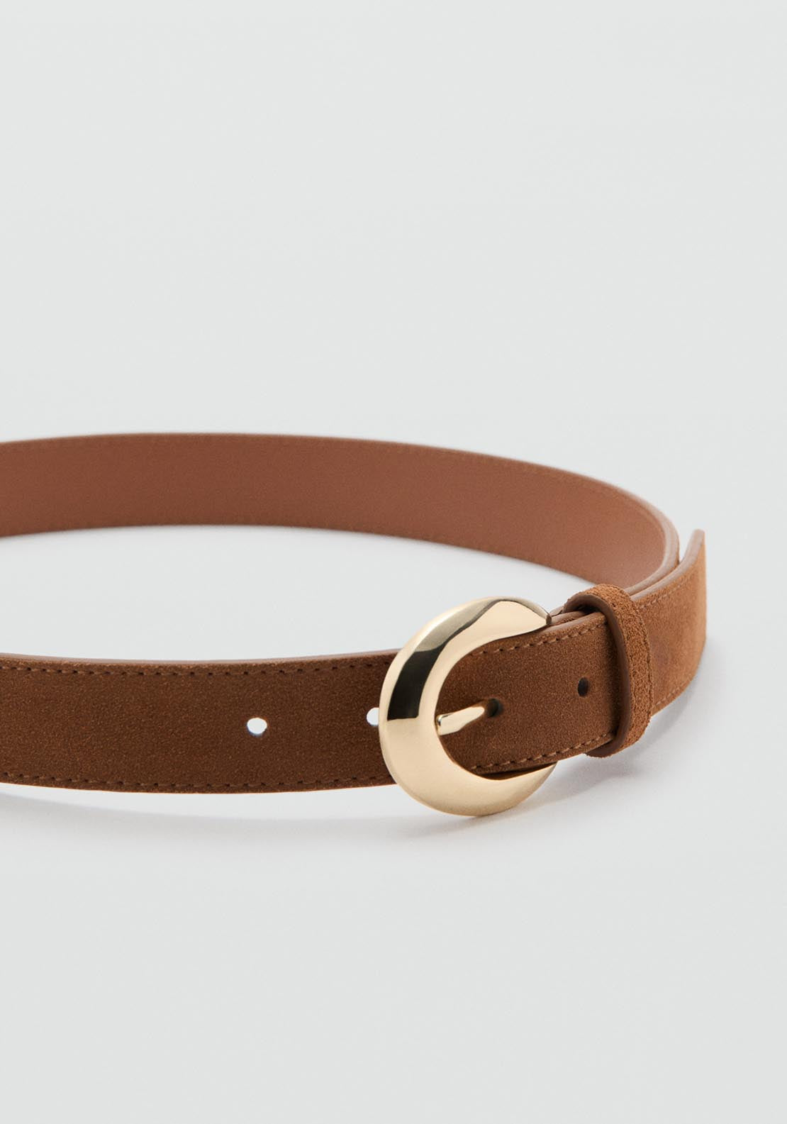 Leather Belt With Oval Buckle - Brown