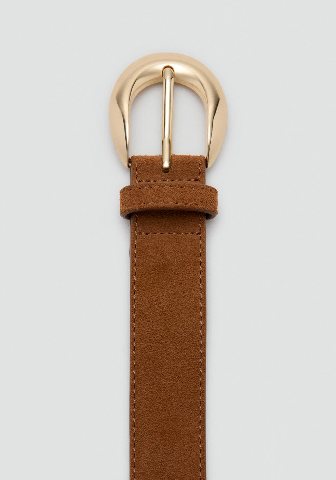 Leather Belt With Oval Buckle - Brown