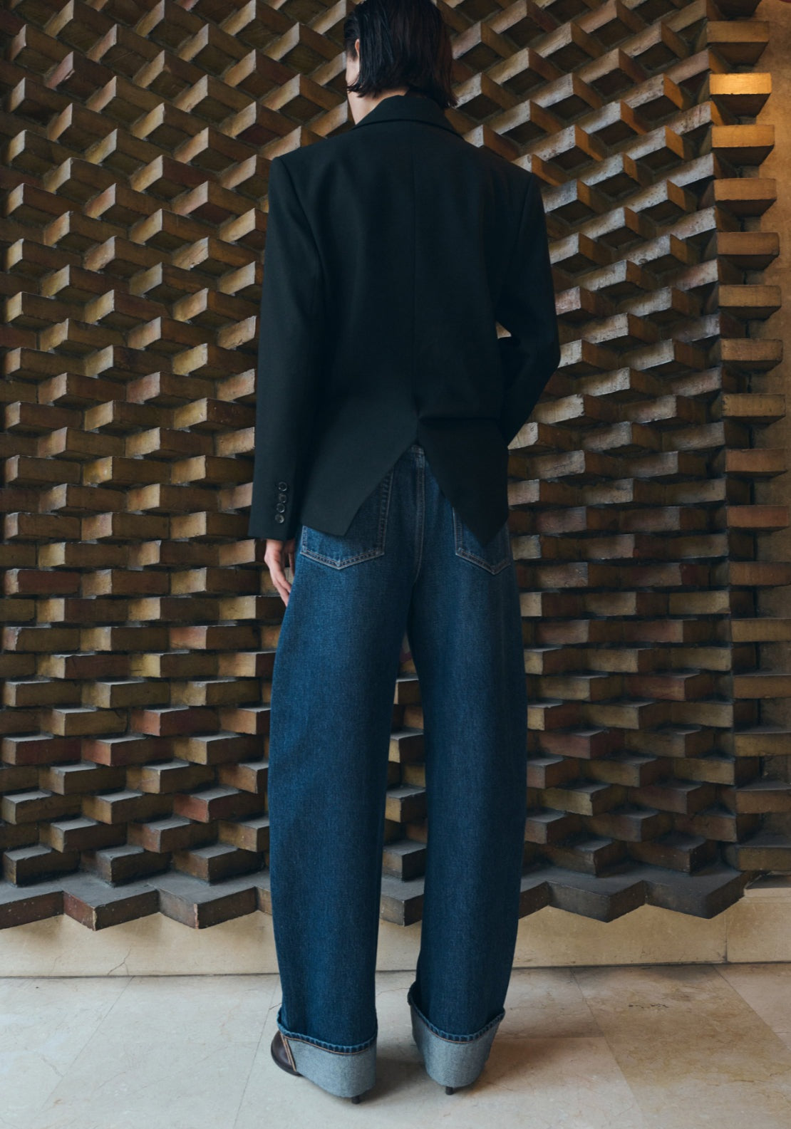 Balloon Jeans With Rolled Up Hem - Blue