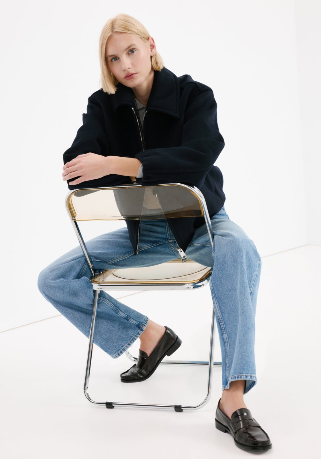 Straight Low Waist Jeans - Blue