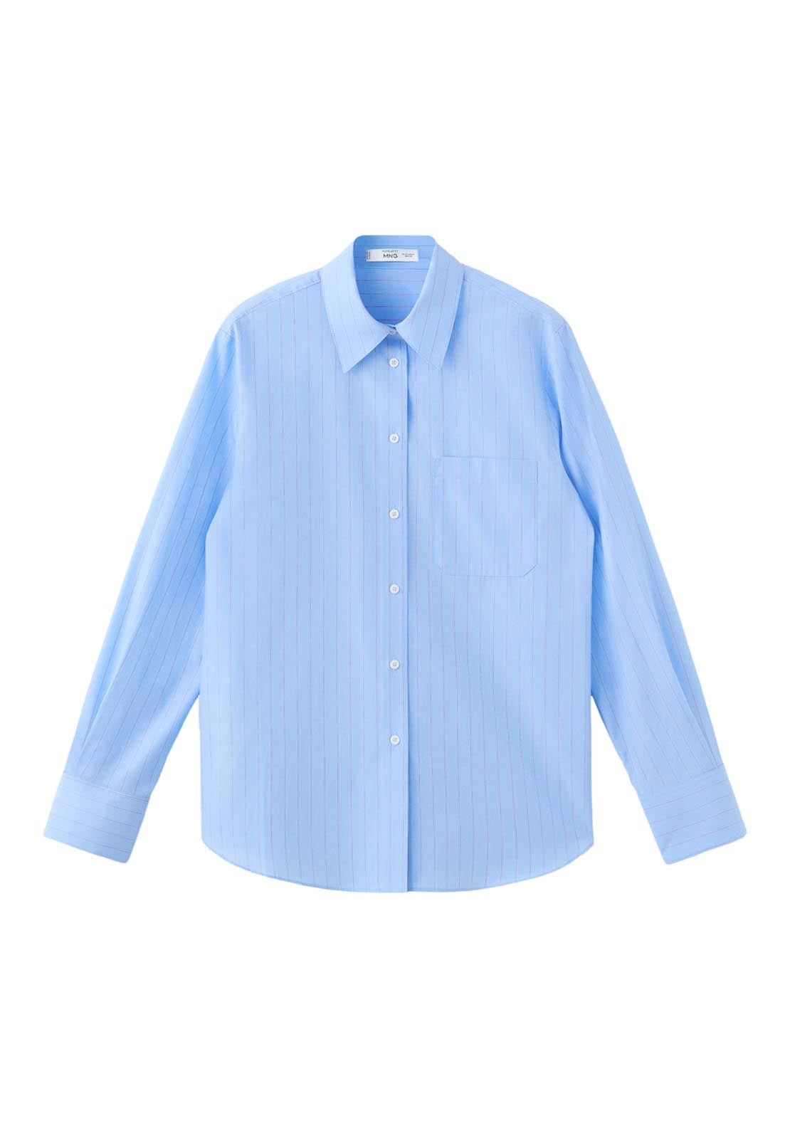 Cotton And Lyocell Blend Straight Shirt - Blue
