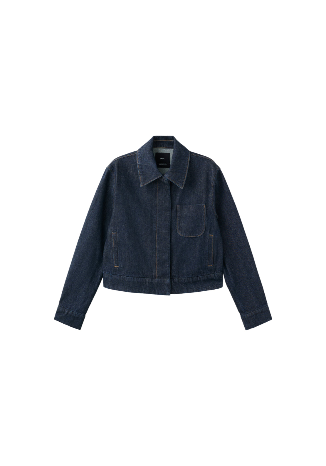Fitted Denim Jacket With Pockets - Blue