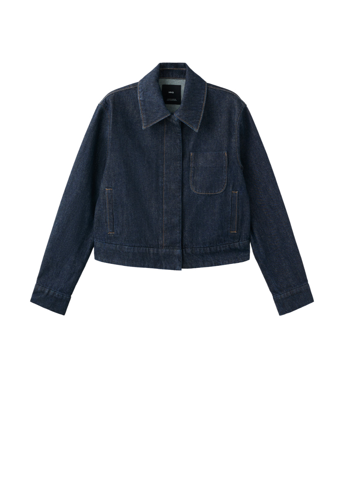 Fitted Denim Jacket With Pockets - Blue