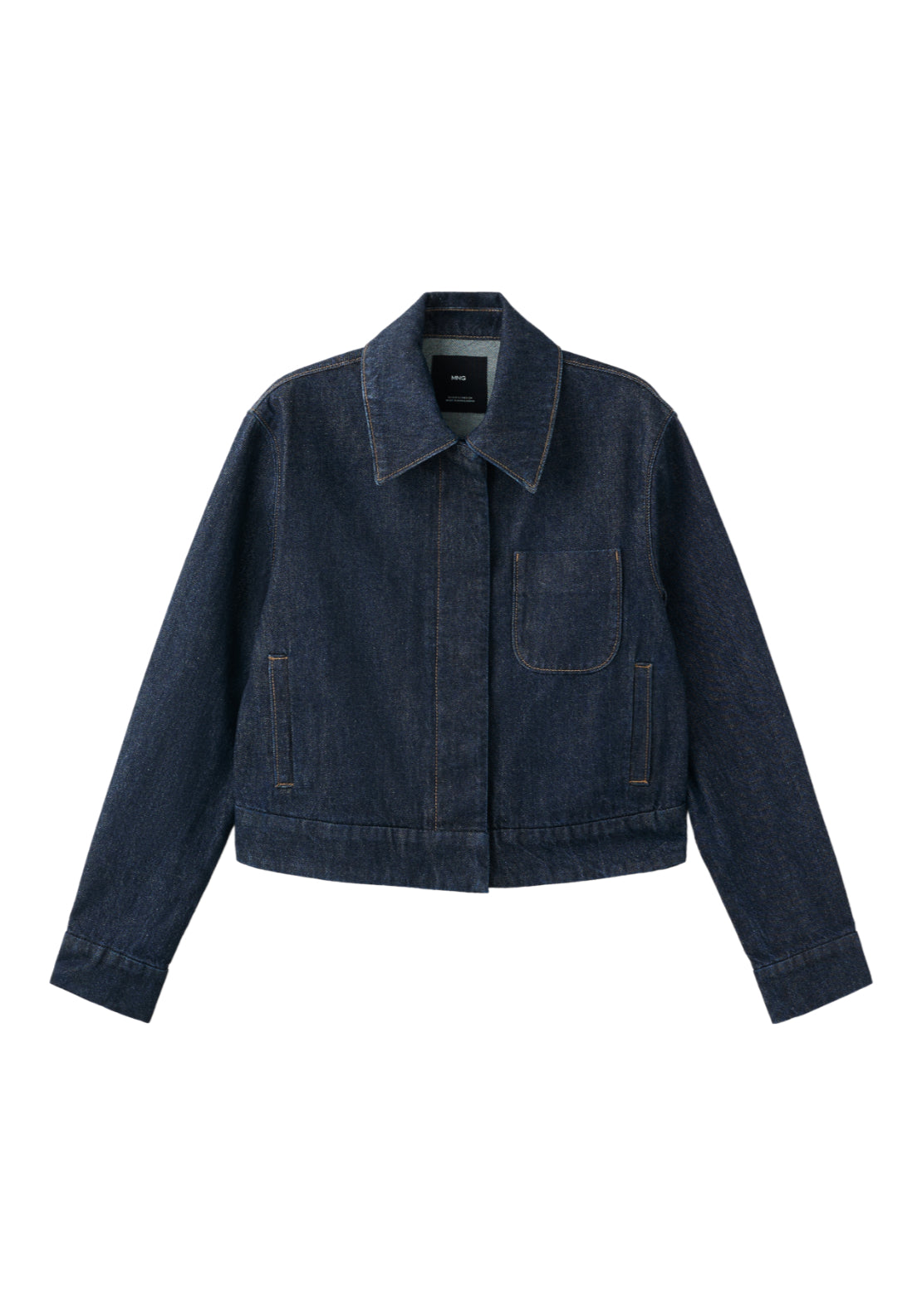 Fitted Denim Jacket With Pockets - Blue