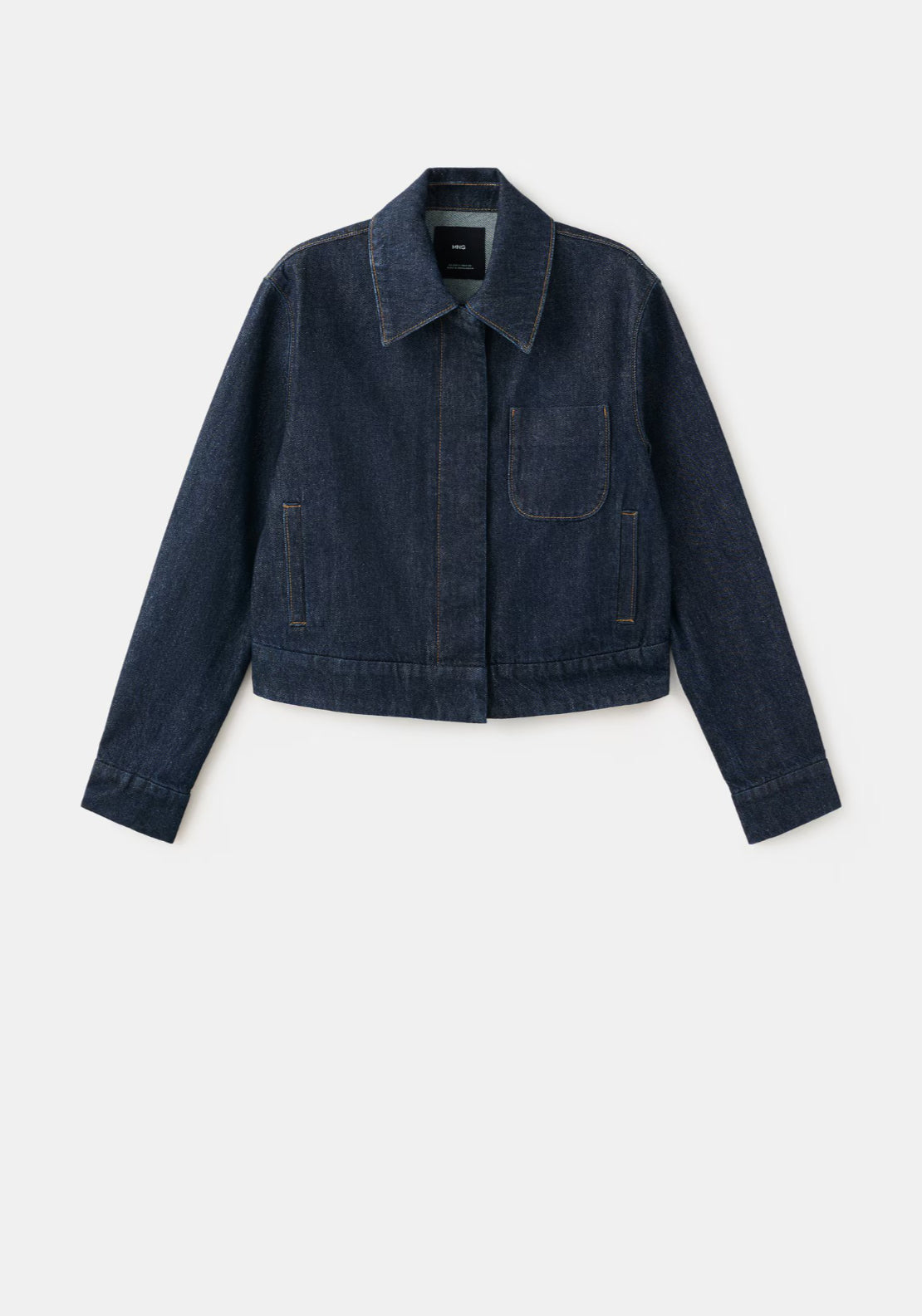 Fitted Denim Jacket With Pockets - Blue