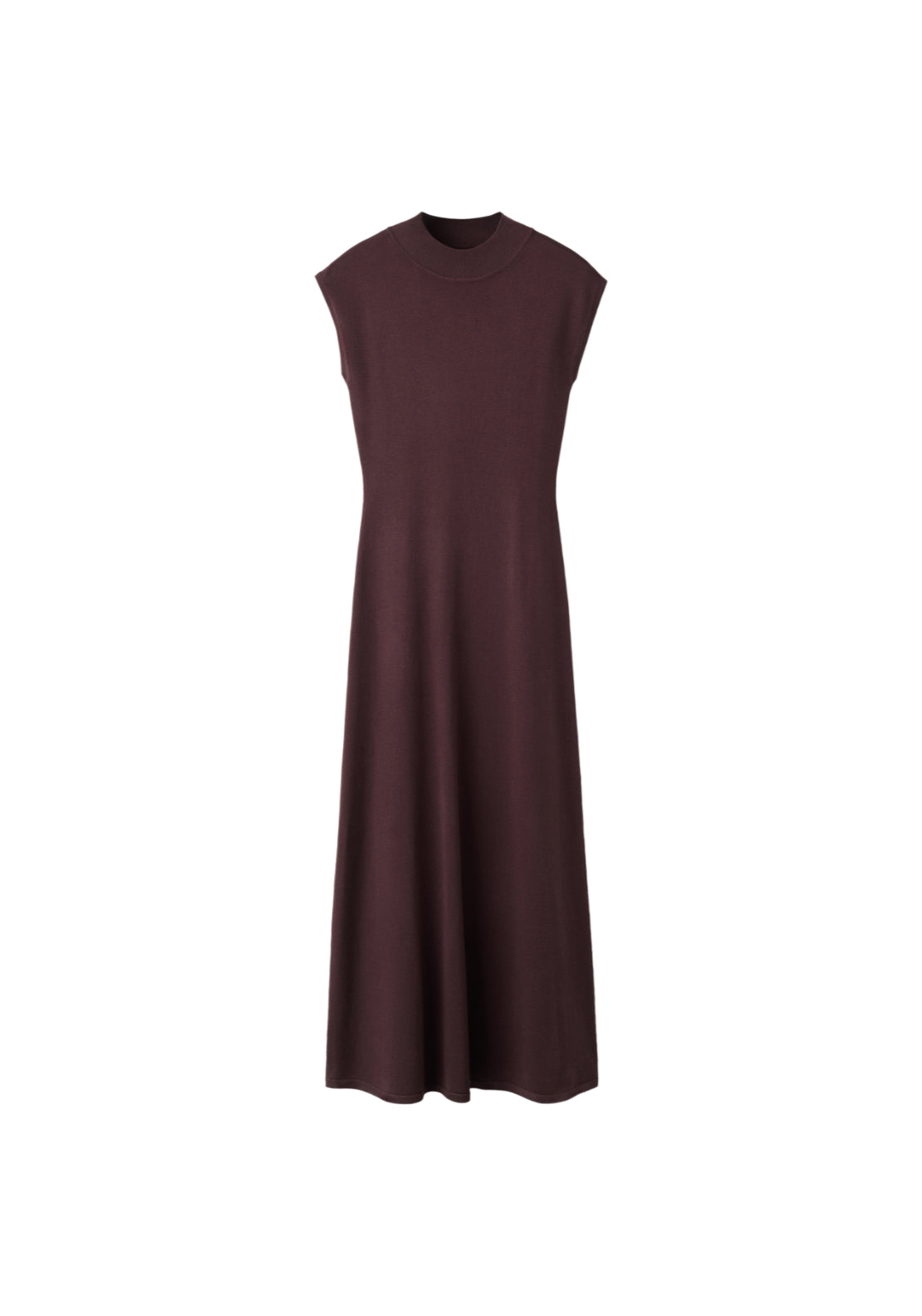 Perkins Neck Knitted Dress - Chocolate Brown