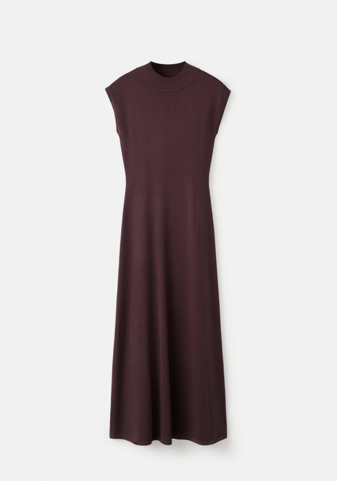 Perkins Neck Knitted Dress - Chocolate Brown