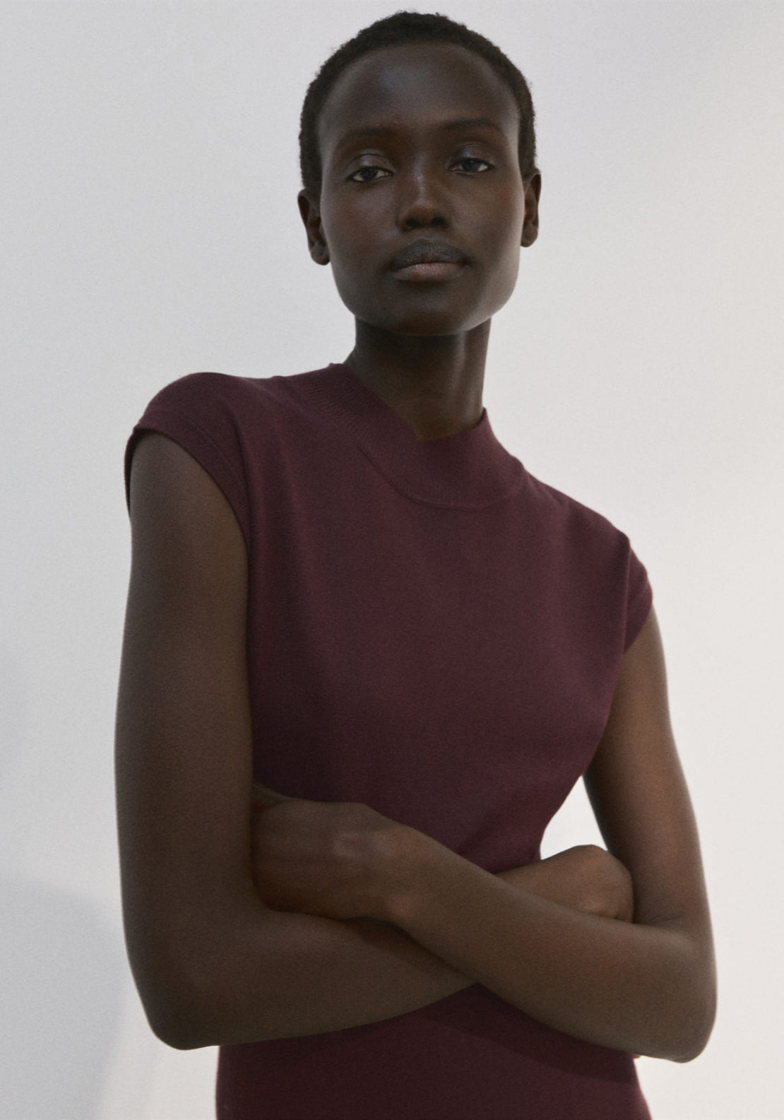 Perkins Neck Knitted Dress - Chocolate Brown