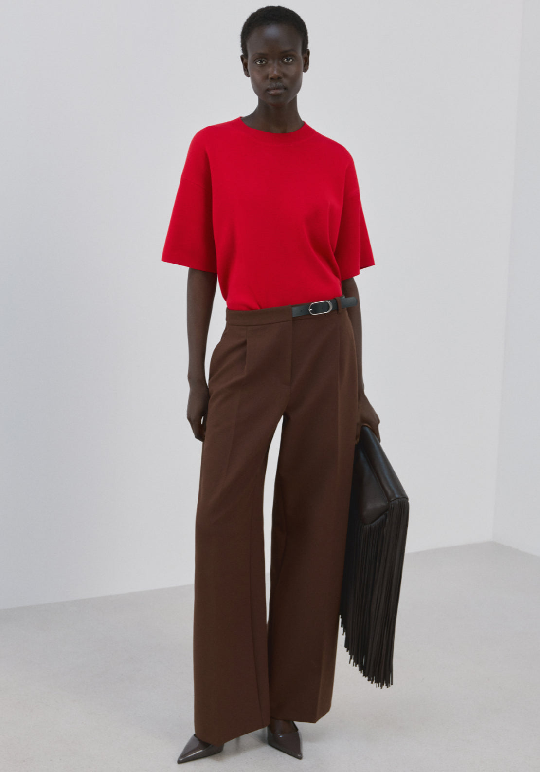 Oversize Short Sleeve Sweater - Red