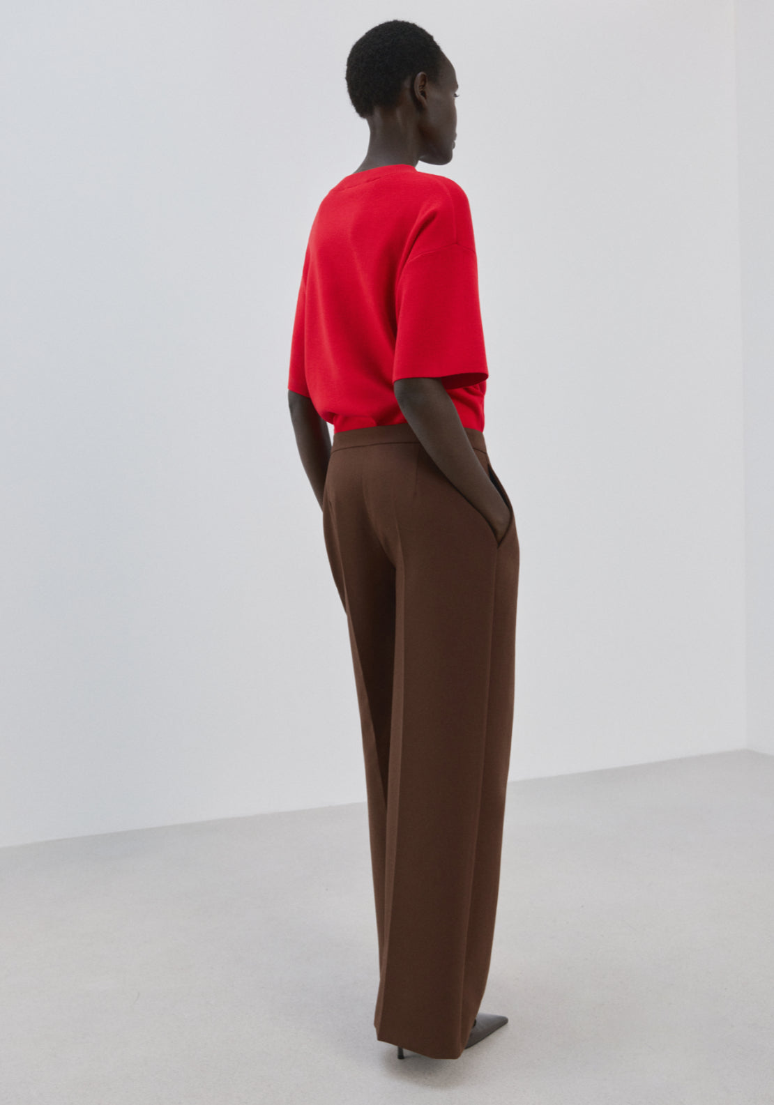 Oversize Short Sleeve Sweater - Red