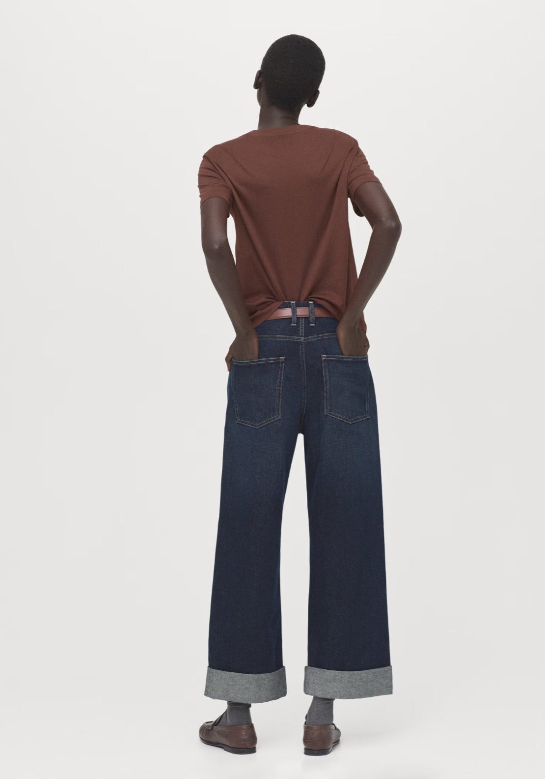 Mango Short Sleeve Cotton T-Shirt - Brown 2 Shaws Department Stores