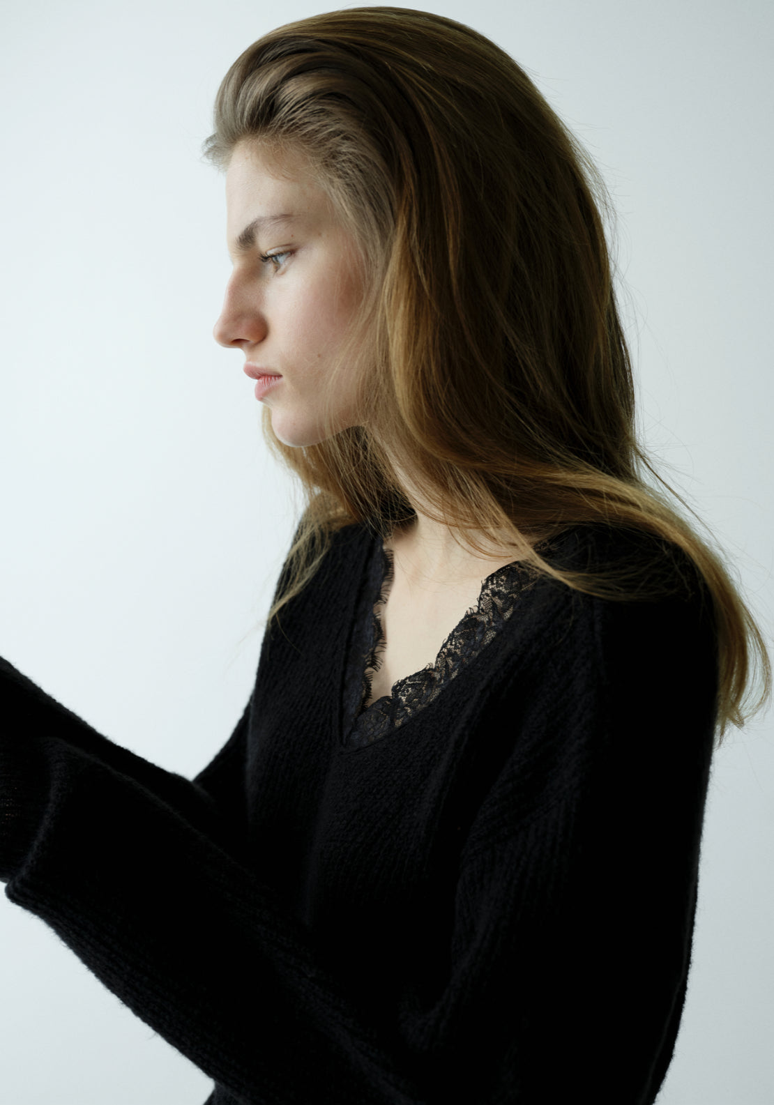 Lace Knit Sweater - Black
