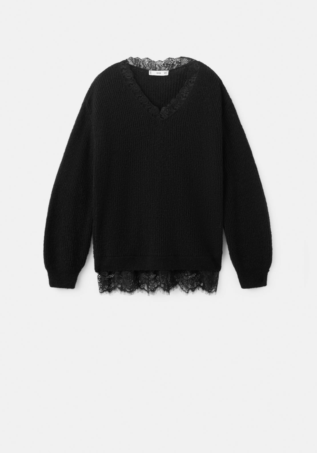 Lace Knit Sweater - Black