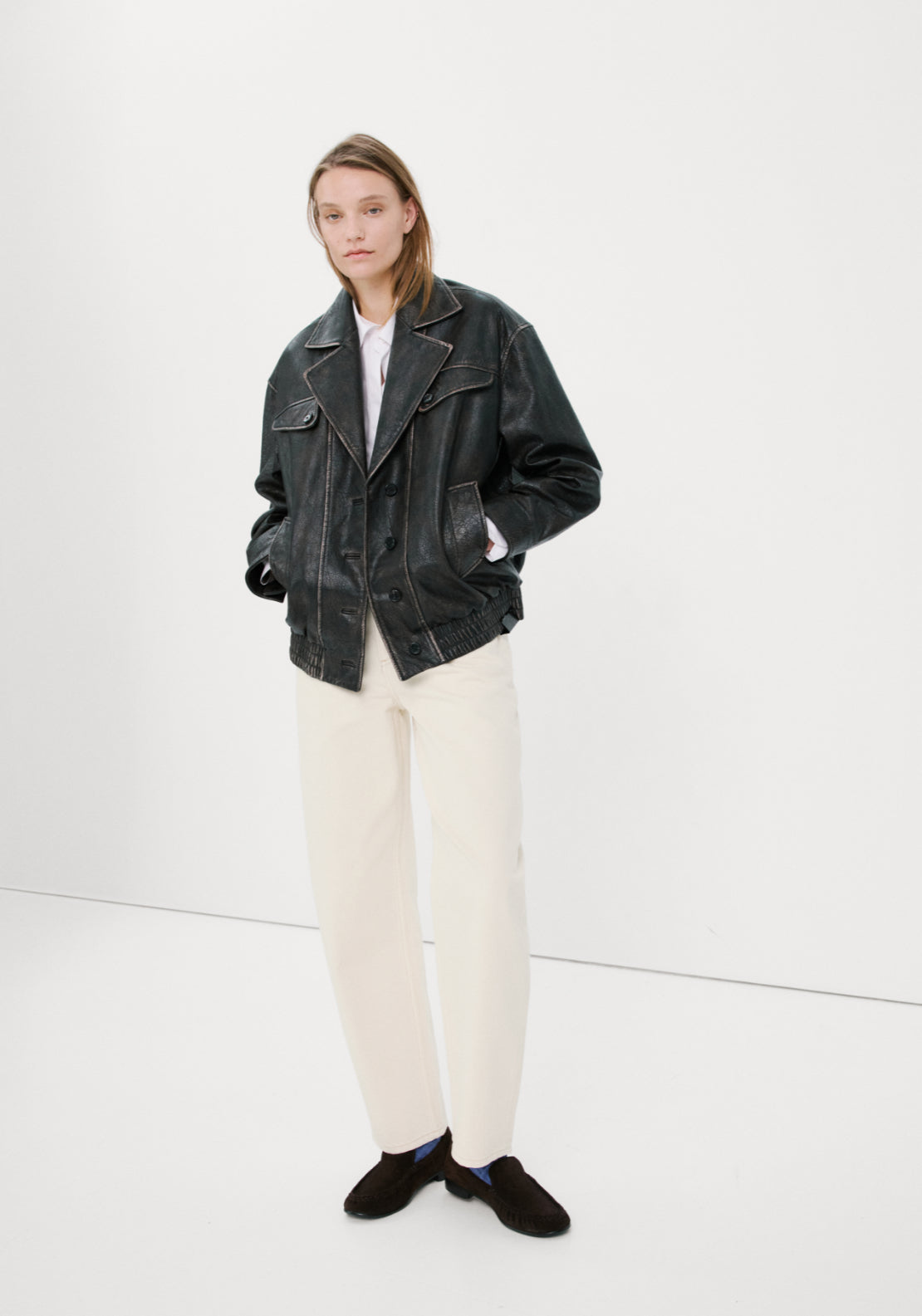 High Rise Barrel Jeans - Cream