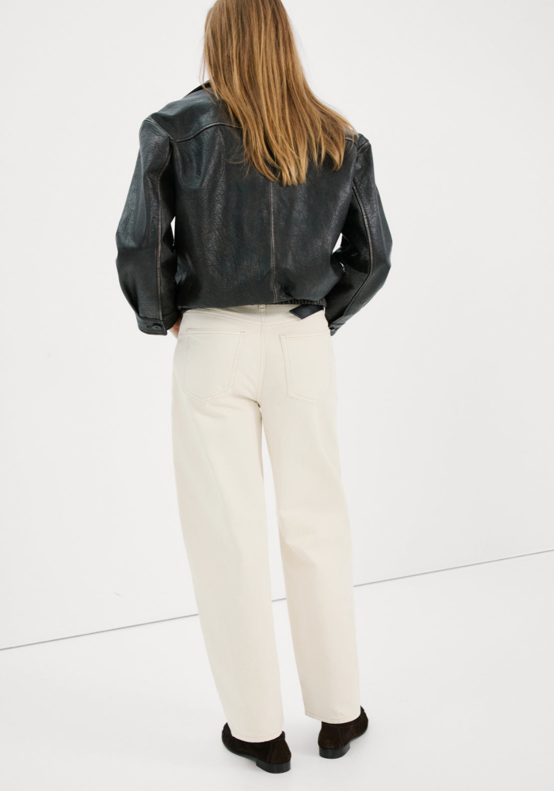 High Rise Barrel Jeans - Cream
