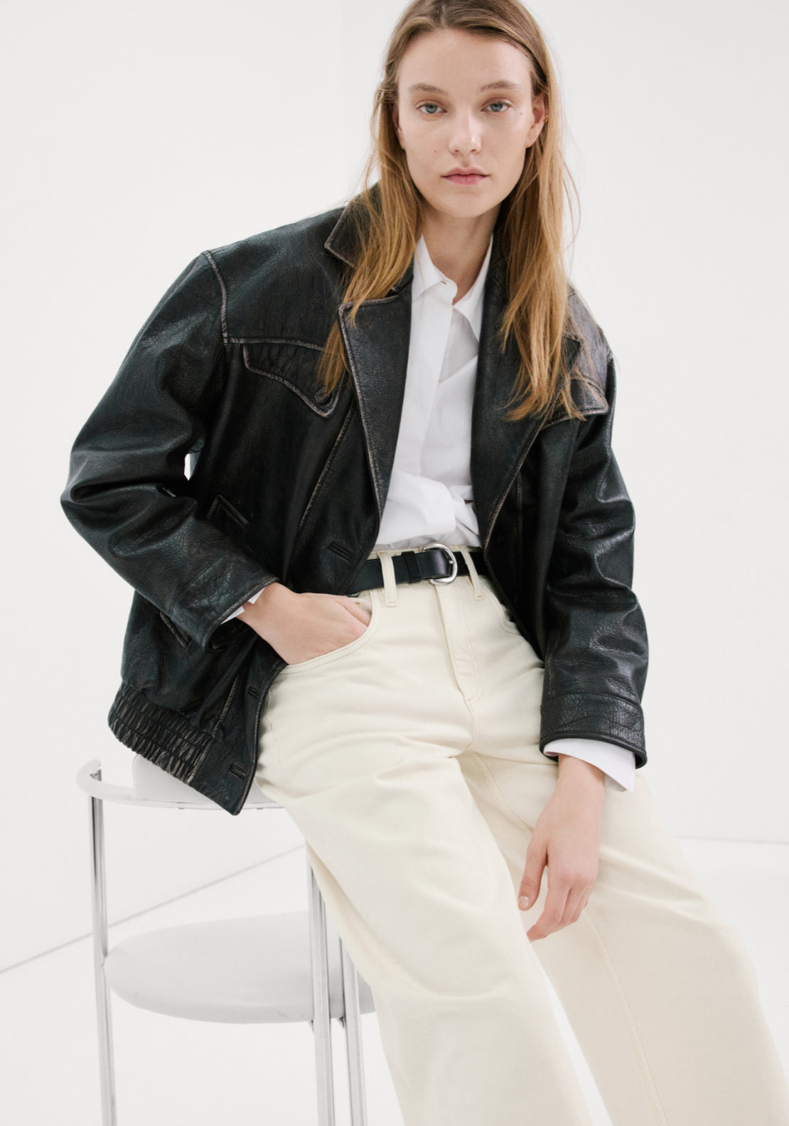 High Rise Barrel Jeans - Cream
