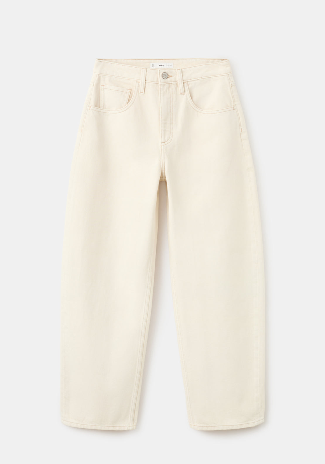 High Rise Barrel Jeans - Cream