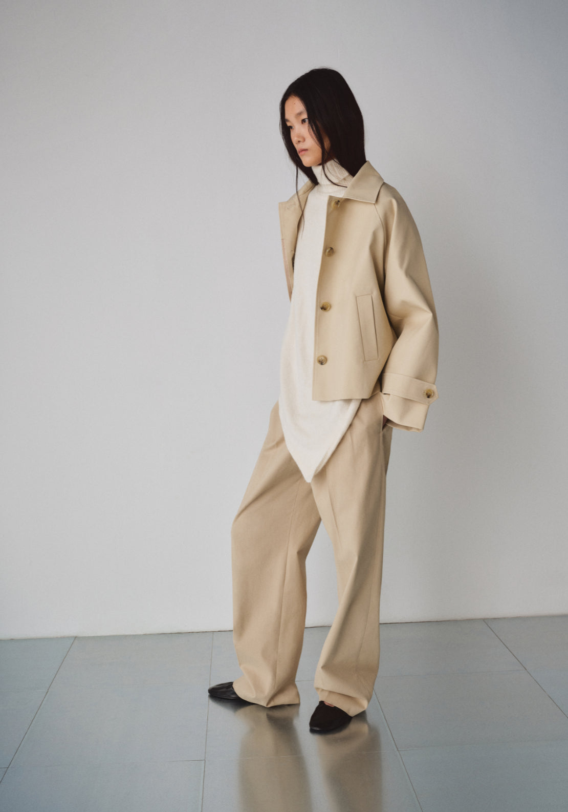 Mango Oversized Short Trench Coat - Cream 3 Shaws Department Stores