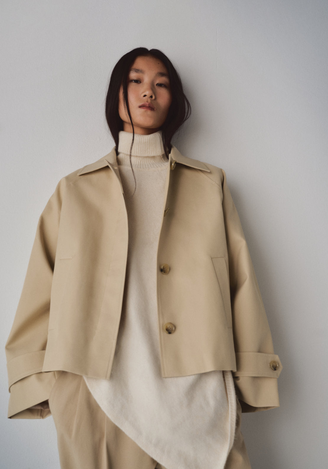 Mango Oversized Short Trench Coat - Cream 1 Shaws Department Stores