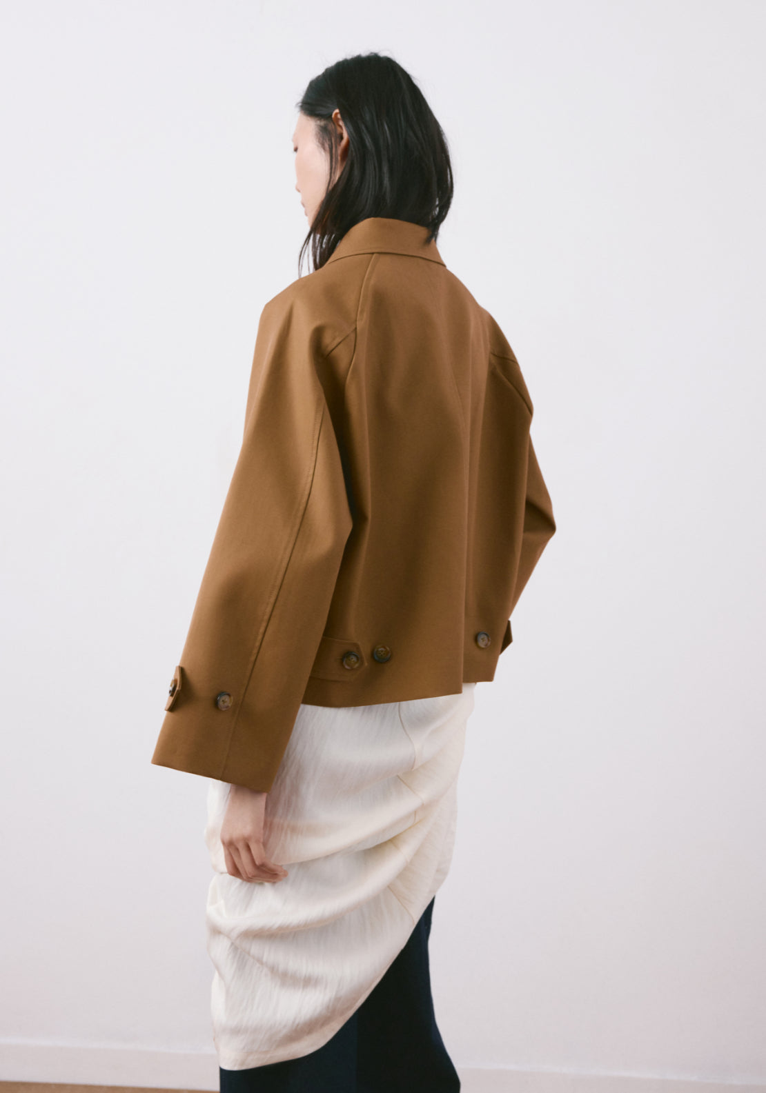 Oversized Short Trench Coat - Brown