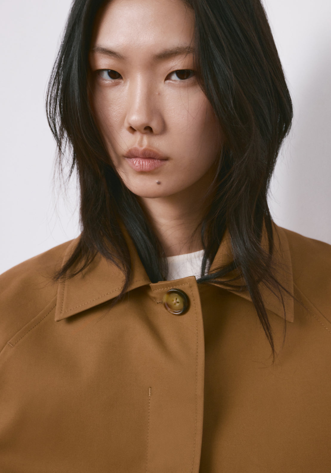 Oversized Short Trench Coat - Brown