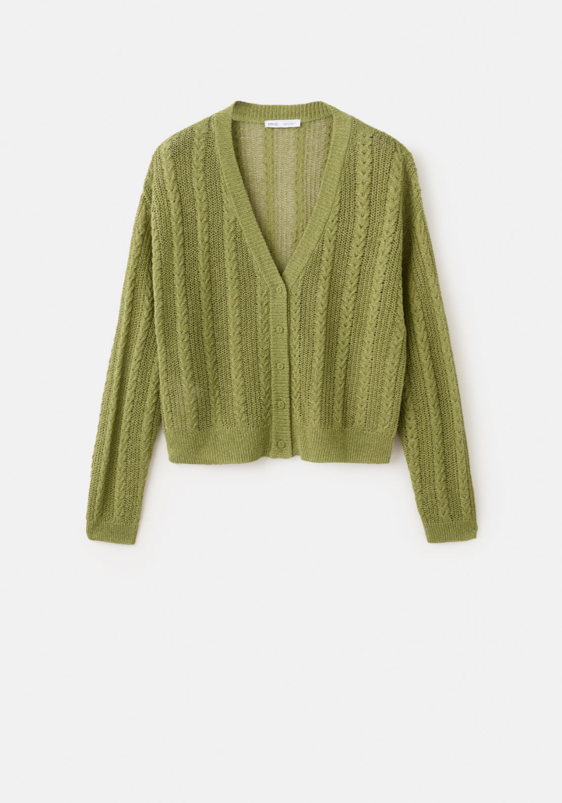 Knitted Braided Cardigan - Green