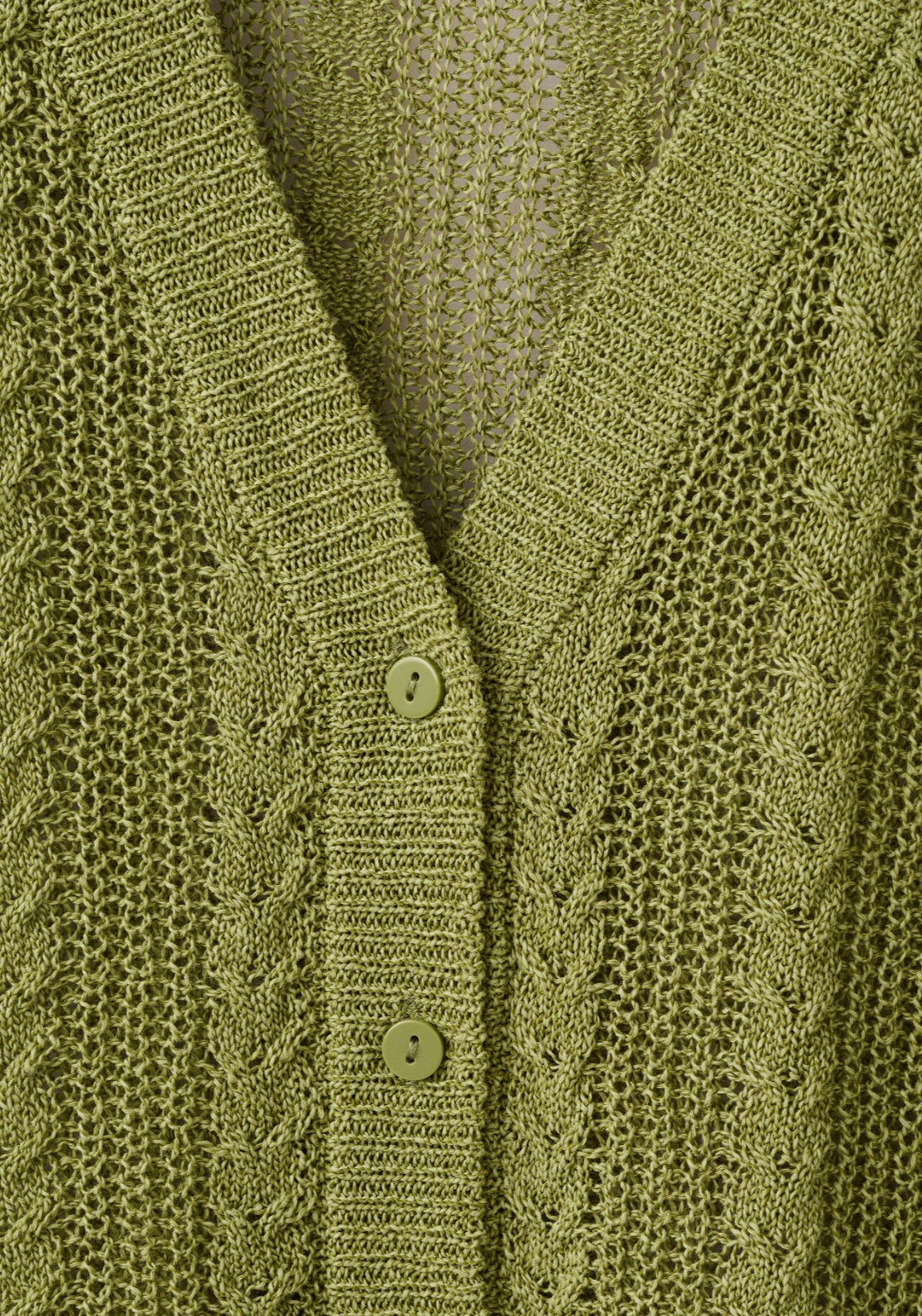 Knitted Braided Cardigan - Green