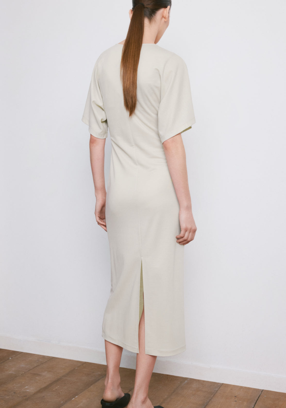 Side Gathered Details Dress - Beige