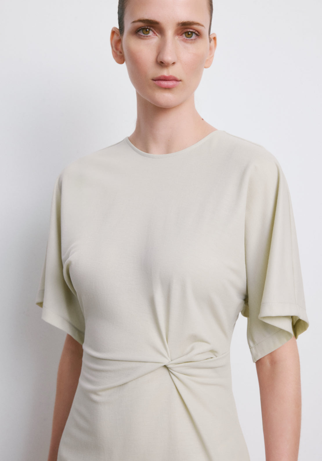 Side Gathered Details Dress - Beige