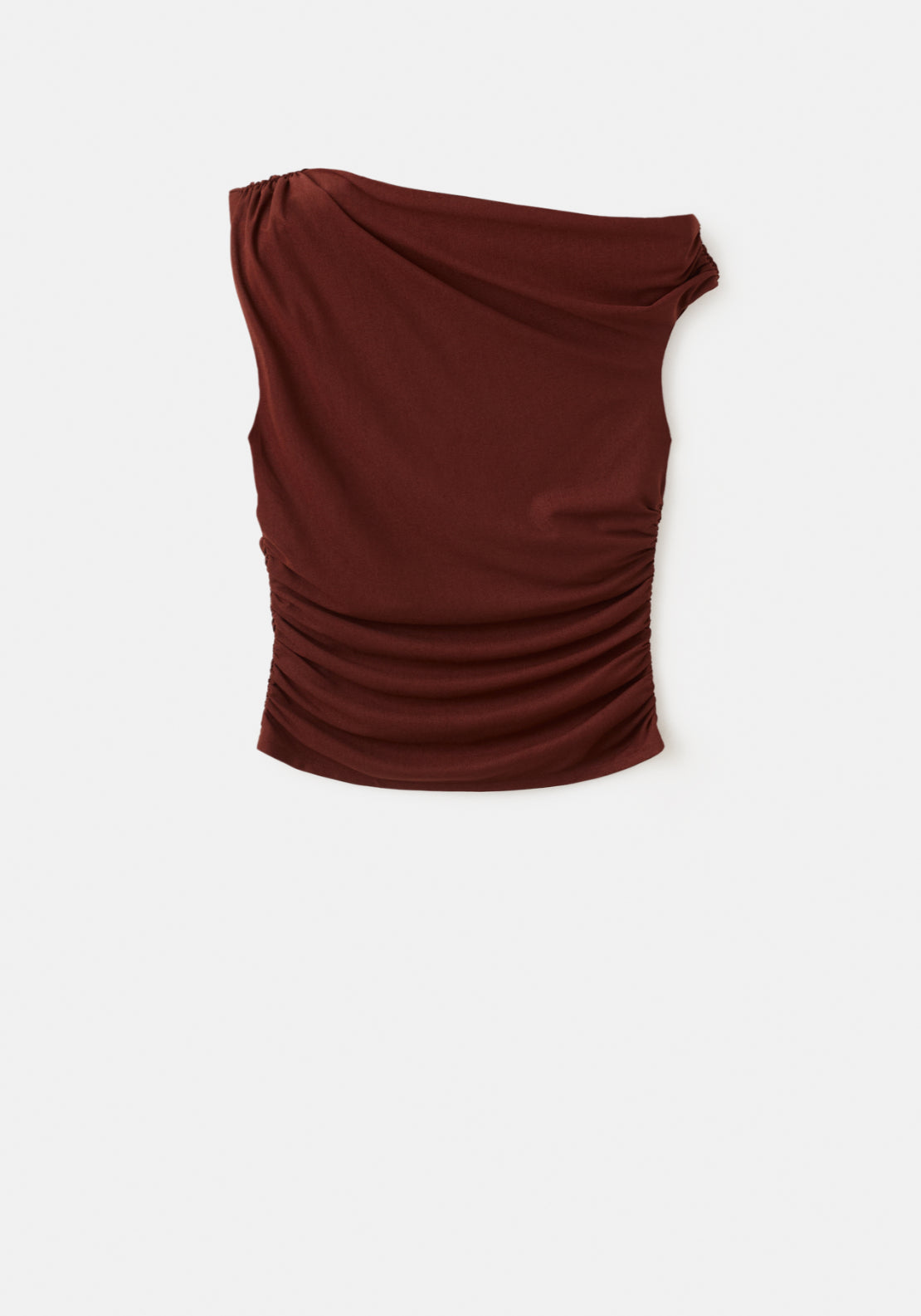 Asymmetrical Gathered T-Shirt - Orange