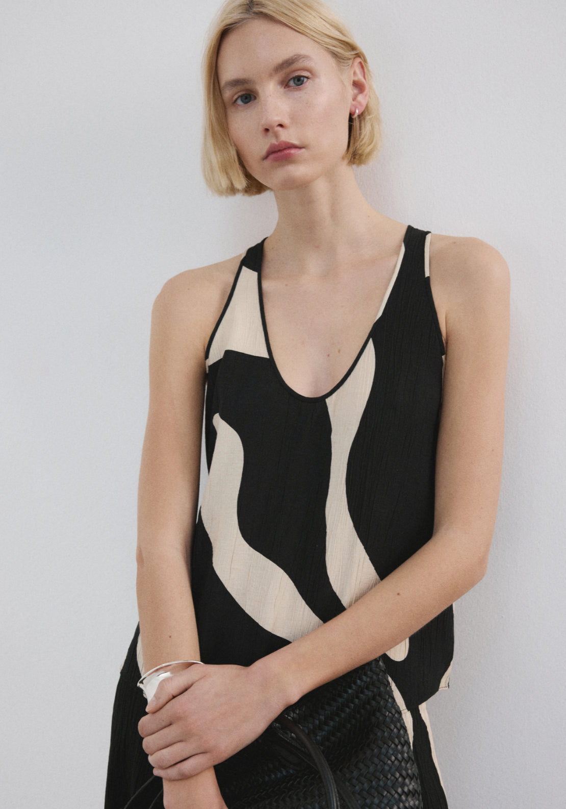 Printed Crop Top - Black