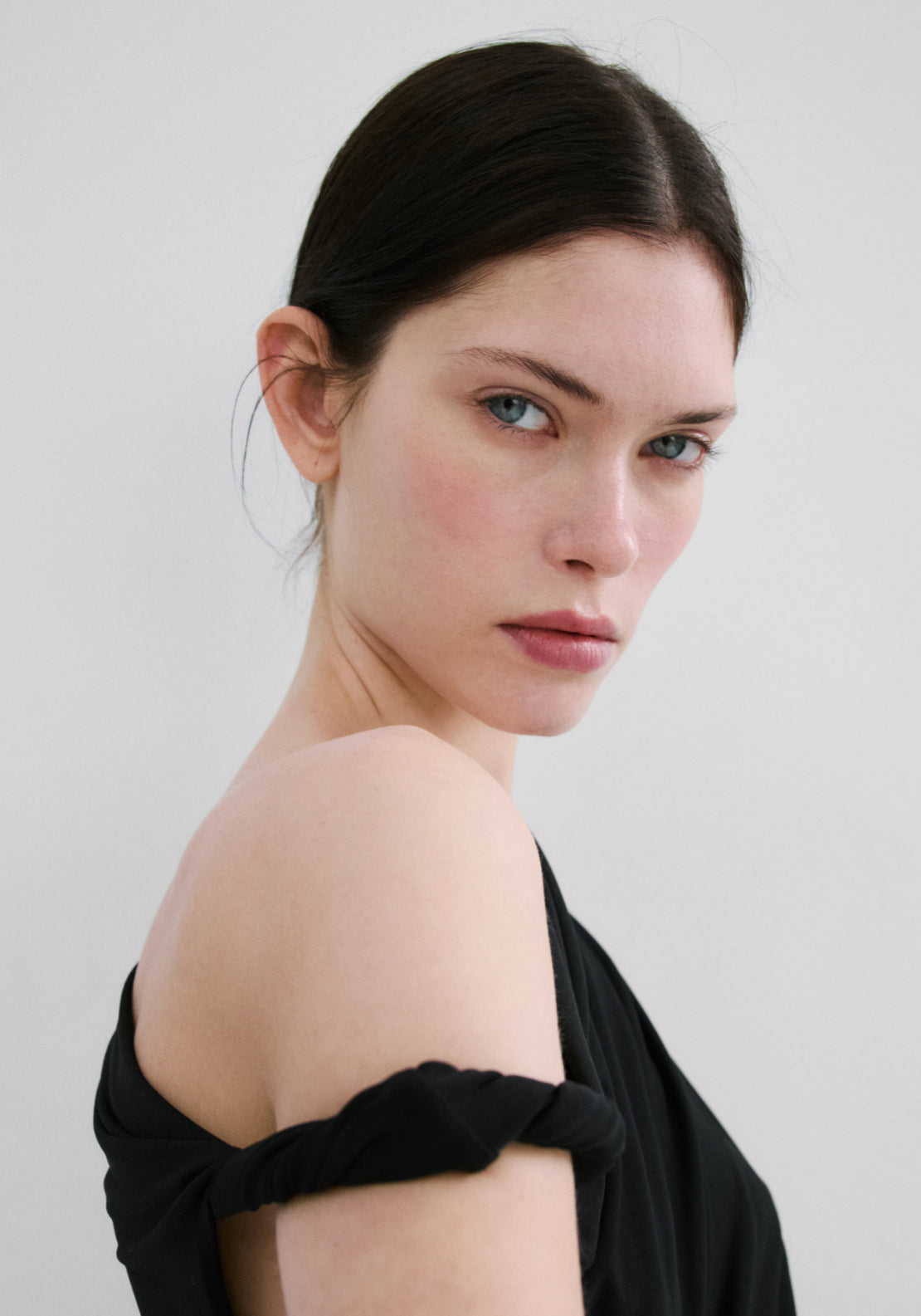 Asymmetrical Dress With Side Slit - Black