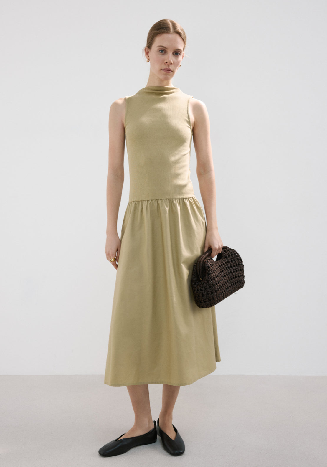 Contrast Bodice Dress - Green