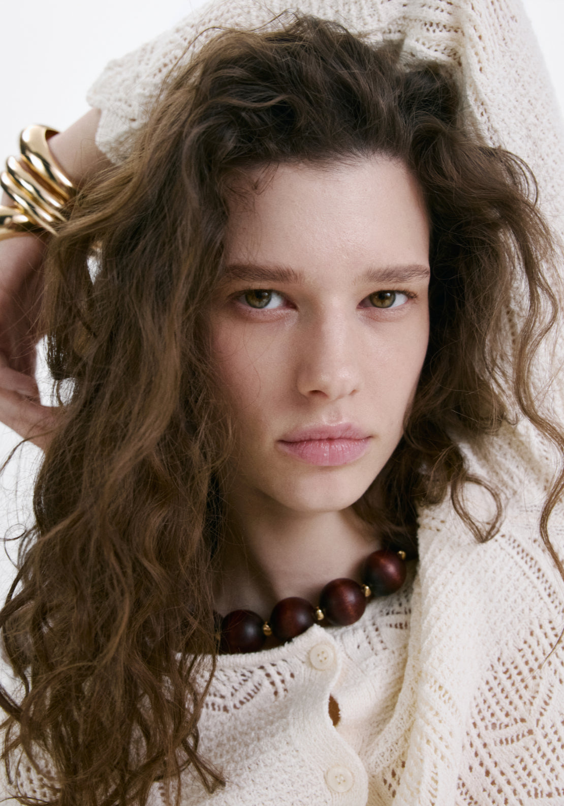 Openwork Detail Knit Cardigan - Cream