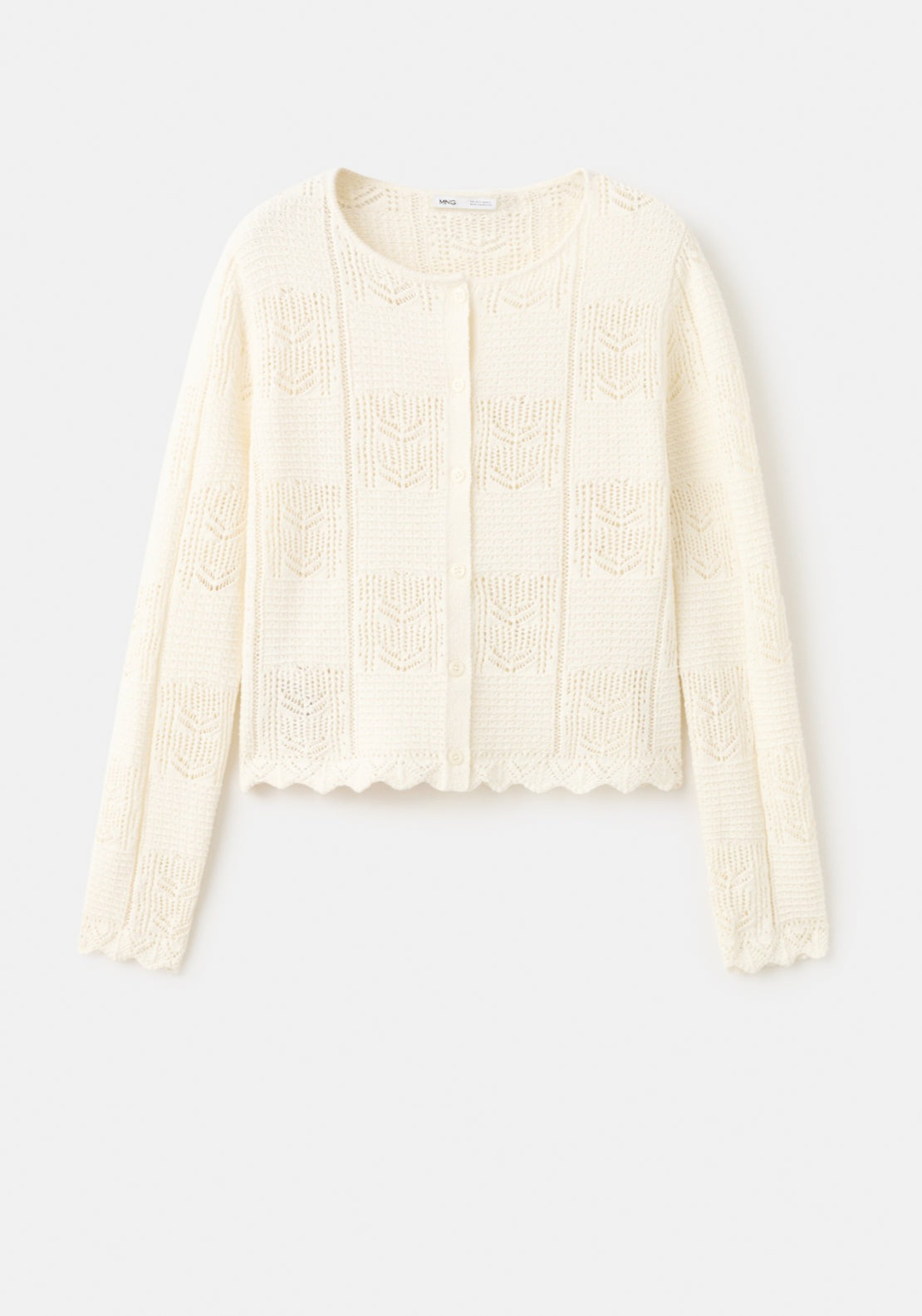 Openwork Detail Knit Cardigan - Cream