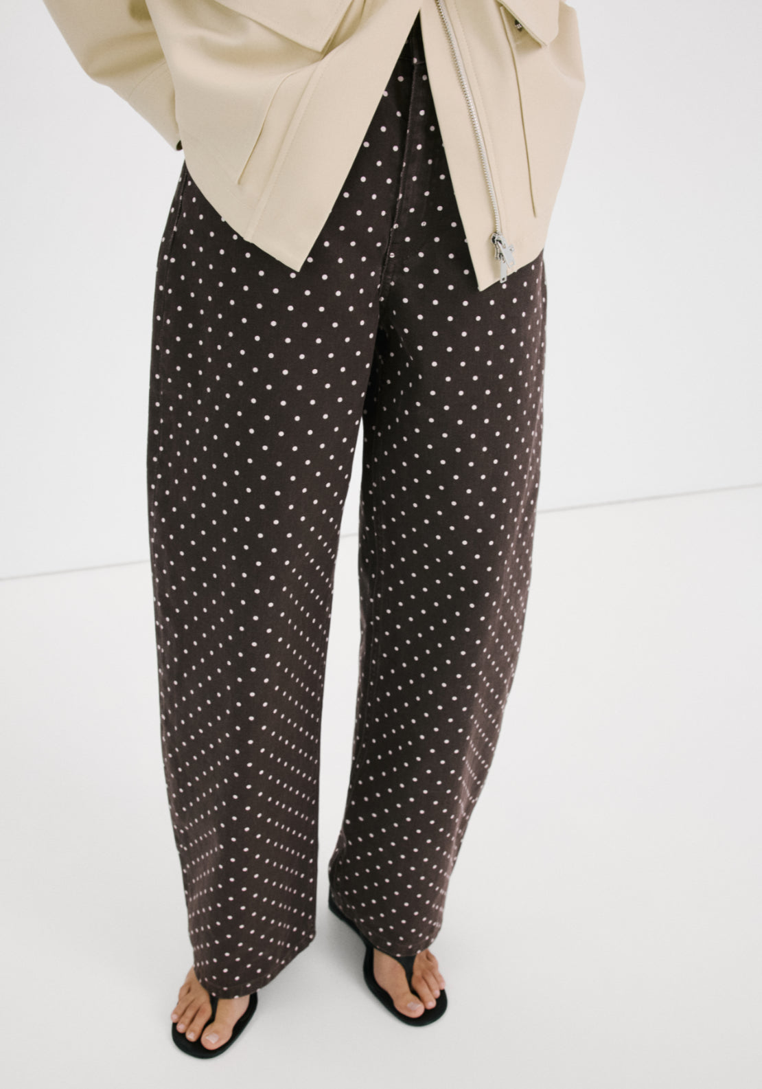 Polka Dot Balloon Jeans - Brown