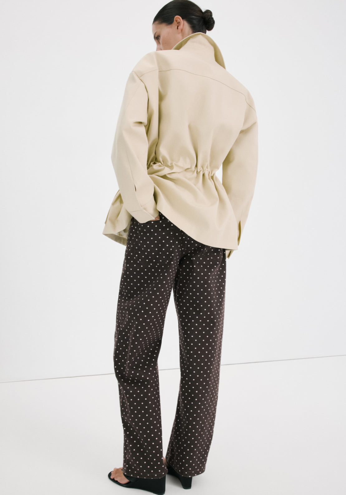 Polka Dot Balloon Jeans - Brown