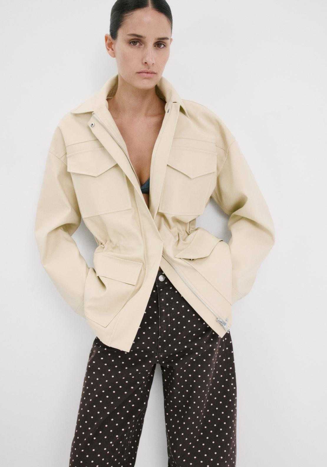 Polka Dot Balloon Jeans - Brown